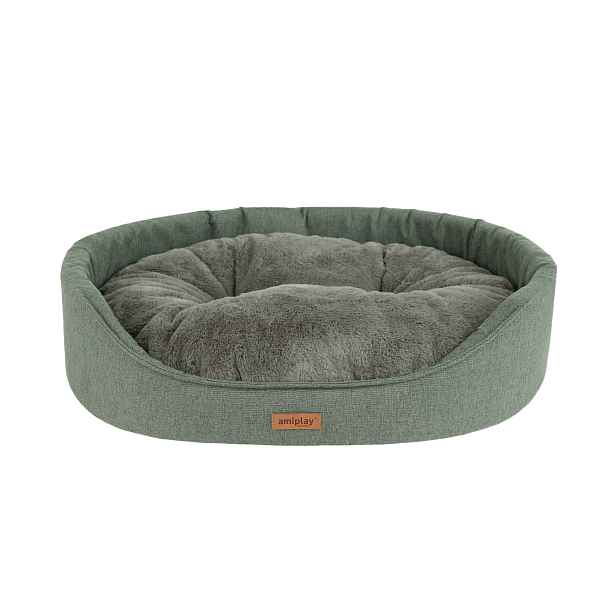 Pelíšek pro psa oválný COME zelená velikost S, M, L Rozměr: M - 52x44x14 cm