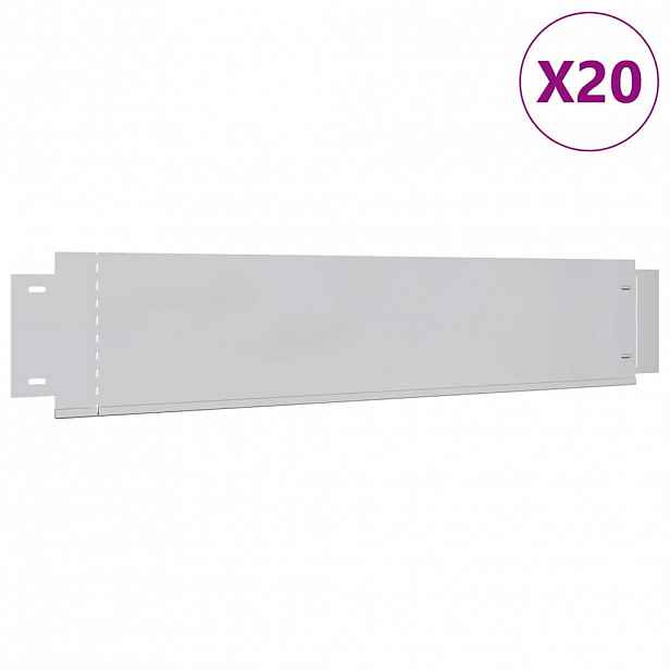 vidaXL Zahradní obrubníky 20 ks 100 x 20 cm Pozinkovaná ocel Stříbrná