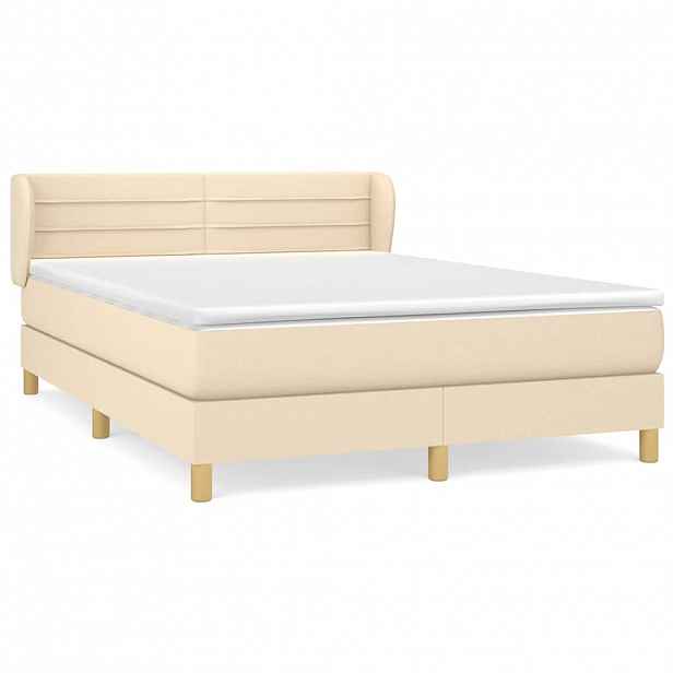 vidaXL Box spring postel s matrací krémová 140x190 cm textil