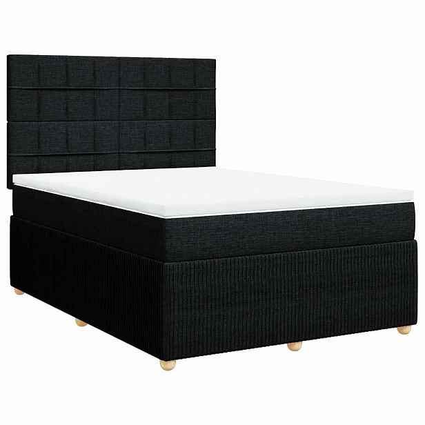 vidaXL Box spring postel s matrací černá 140 x 190 cm textil
