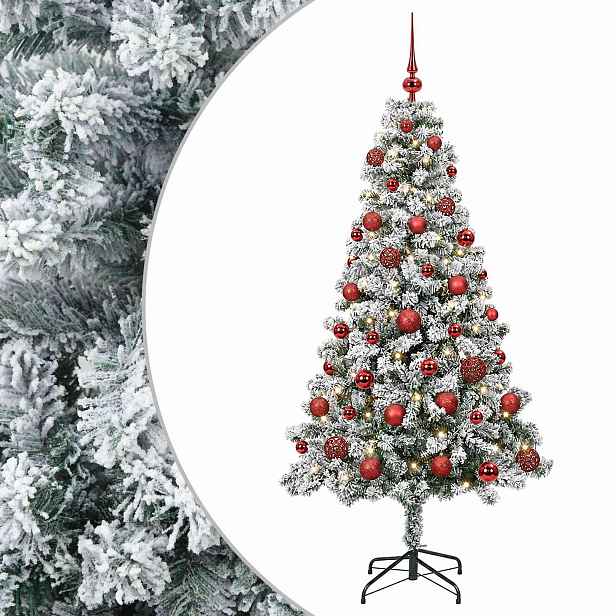 vidaXL Umělý vánoční stromek s baňkami 120 cm 150 LED Teplá bílá