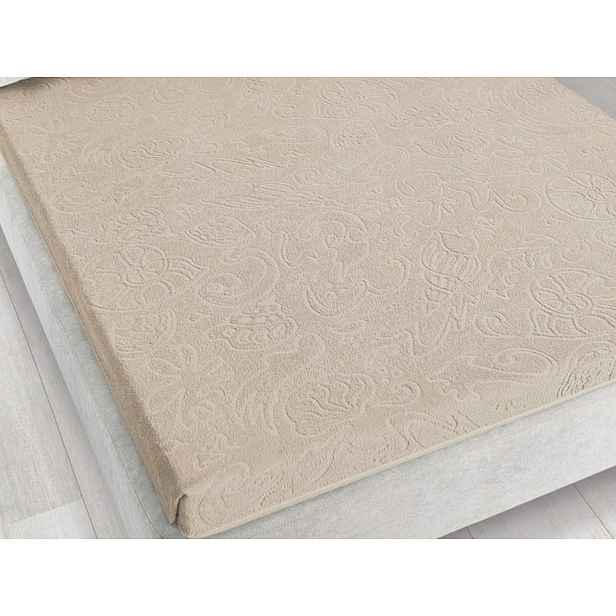 Froté prostěradlo bez gumičky 175x220 Tulipán Sepia béžové 5908 žakárové