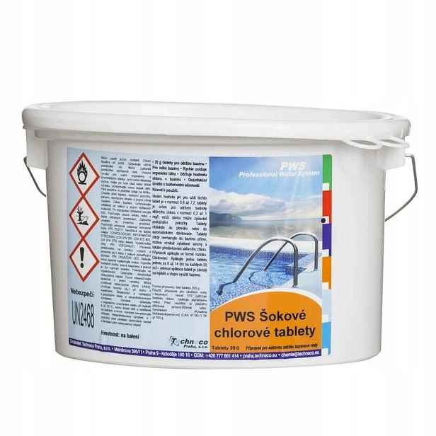 Pws Rychlorozpustné tablety do bazénu 20g 5kg bazénová chemie