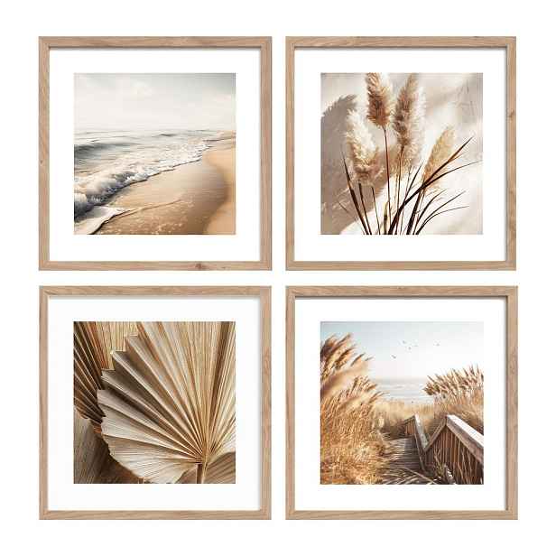 Tištěné obrazy v sadě 4 ks s rámem 30x30 cm Boho Dreams – Styler