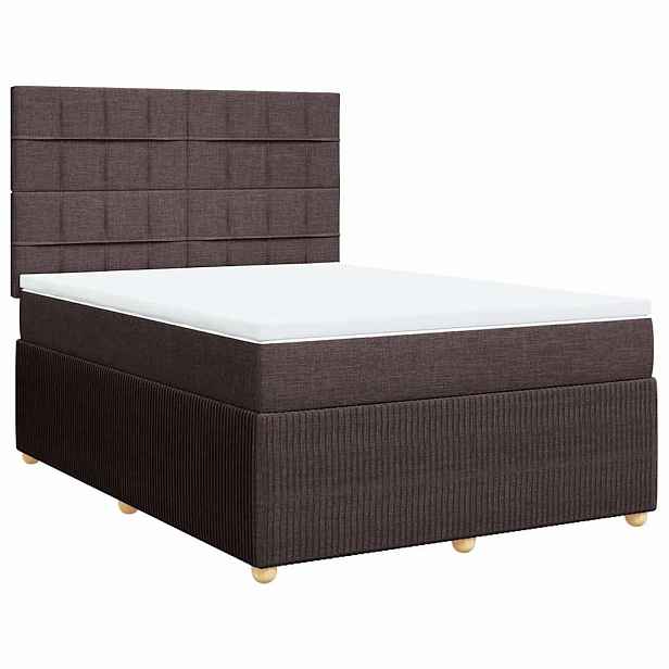 vidaXL Box spring postel s matrací tmavě hnědá 140x190 cm textil