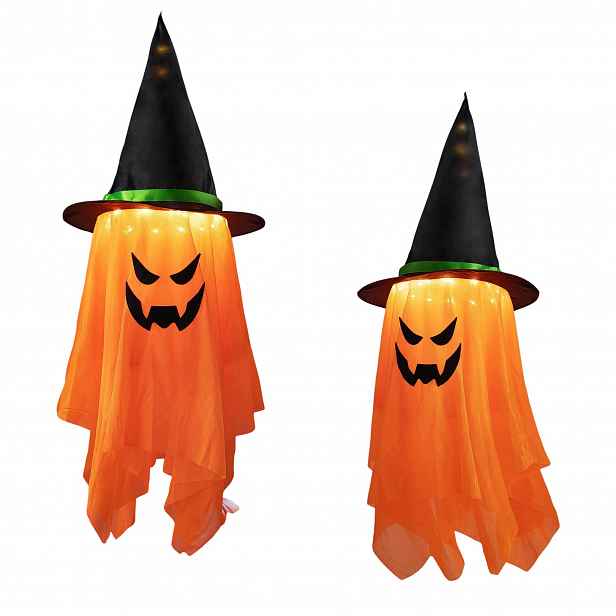 Halloween Led Duchové 2 Ks 105 CM Závěsné 8 Režimů Čarodějnický Klobouk