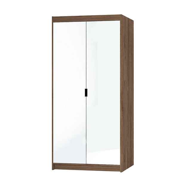 MASSENO ŠATNÍ SKŘÍŇ S OTOČNÝMI DVEŘMI ELENORA, 89,7/190,5/53 cm 2dveřová se zrcadlem, hnědá