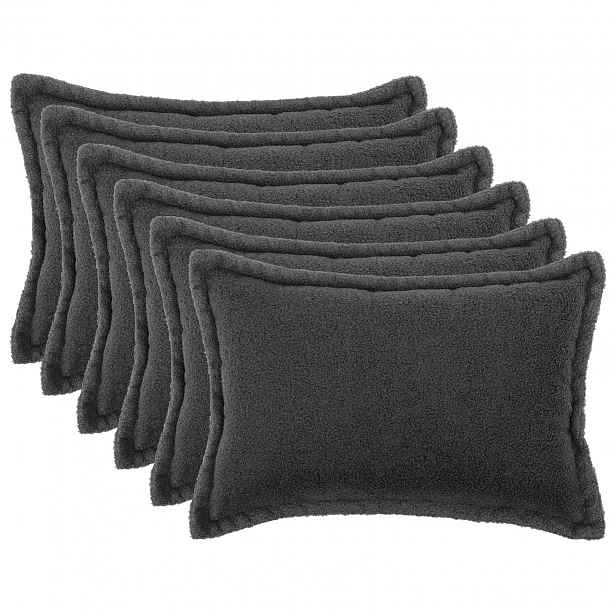 vidaXL Povlak na polštář 6 pcs HOUTEN Tmavě šedá 50 x 70 cm Bouclé