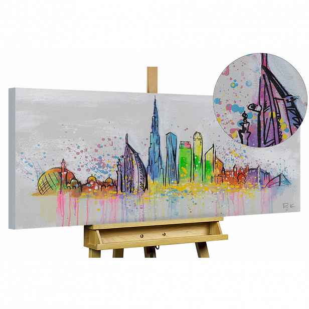 KUNSTLOFT RUČNĚ MALOVANÝ AKRYLOVÝ OBRAZ ŠEDÝ, 120/60 CM