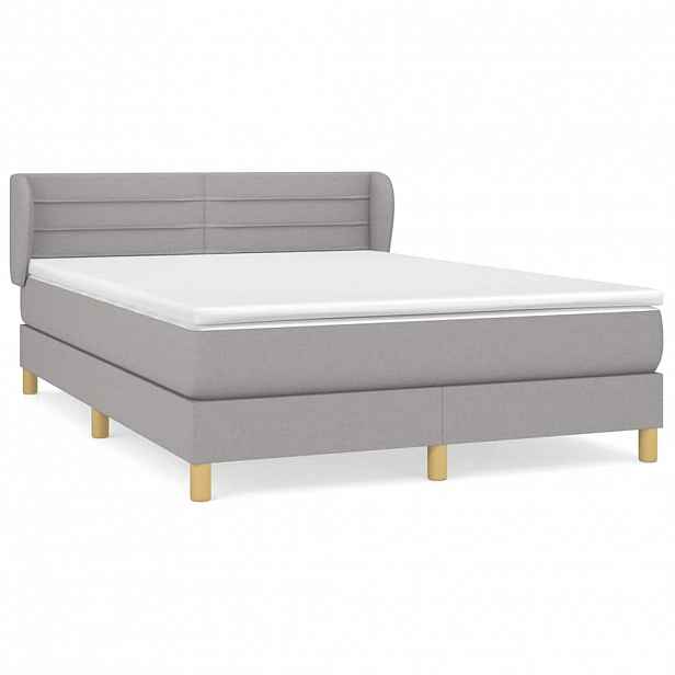 vidaXL Box spring postel s matrací světle šedá 140 x 200 cm textil