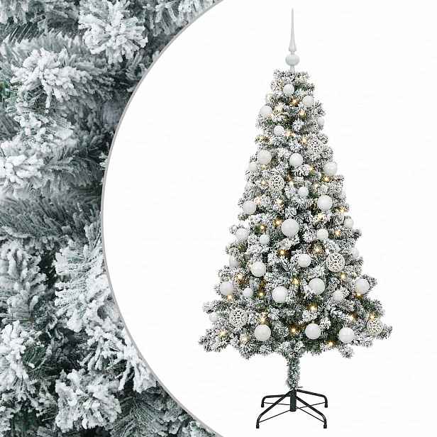 vidaXL Umělý vánoční stromek s baňkami 120 cm 150 LED Teplá bílá