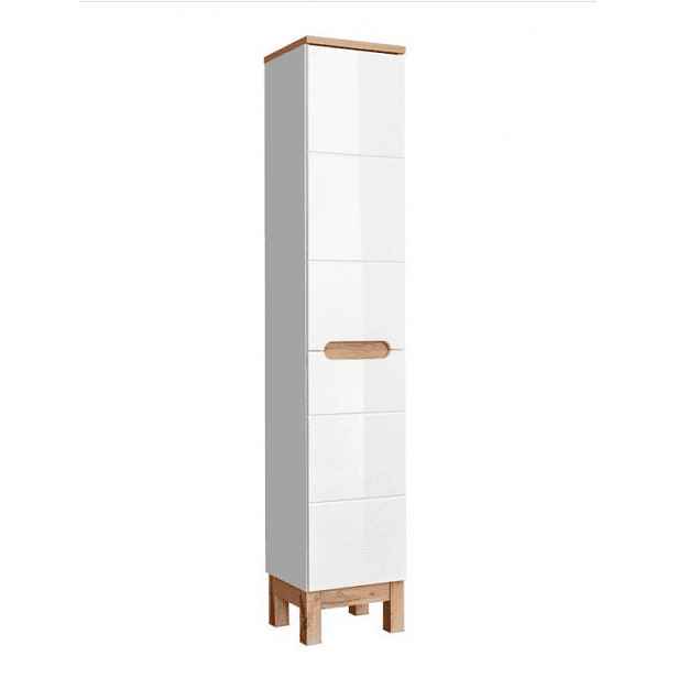 ArtCom Vysoká skříňka do koupelny s košem BALI White 804