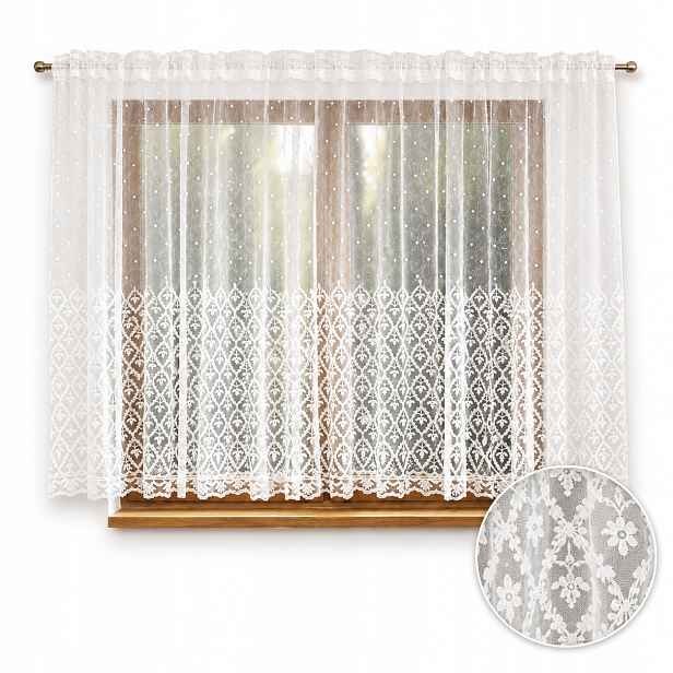 Elegantní Hotová Záclona Markýza Výšivka 3D 400x145 Bílá Tunelová páska Žabky