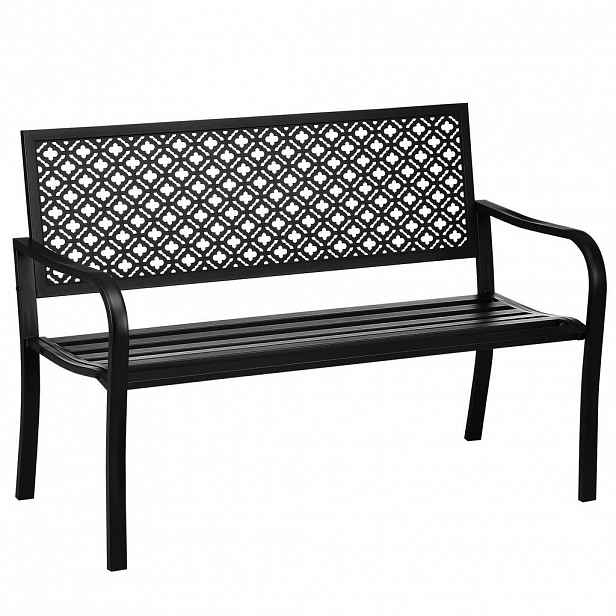 Modfu ZAHRADNÍ lavička z oceli 127x63x83 cm černá pro 2 osoby s opěradlem, područkami a nosností 240 kg