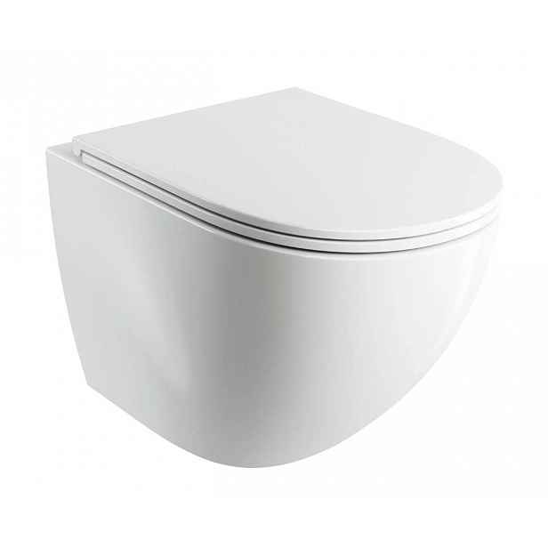 OMNIRES Ottawa Comfort - Závěsné WC se sedátkem SoftClose, Rimless, lesklá bílá OTTAWACSPMWBP
