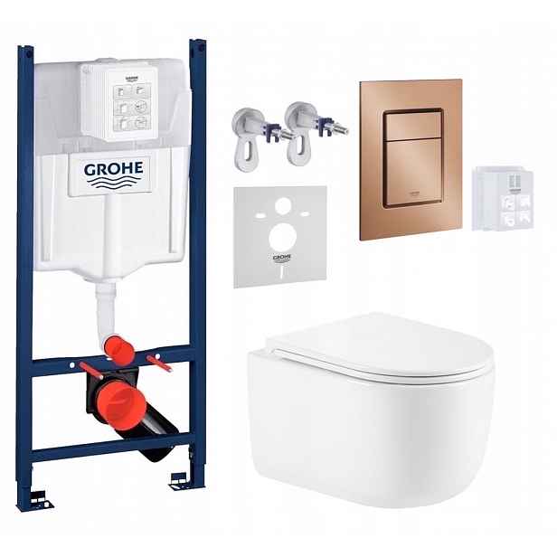 Wc stojan Grohe Rapid Sl s mísou Wc Lesna a tlačítkem kartáčovaná měď