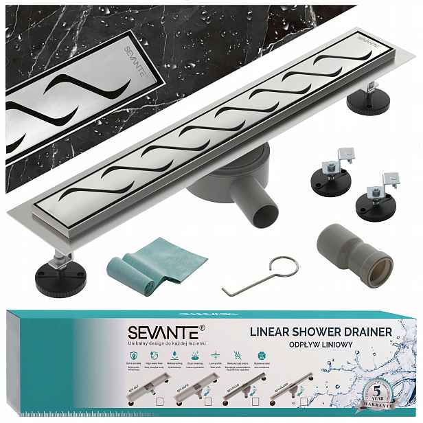 Lineární odtok s maskovacím otvorem 90 cm Flat inox nerezová ocel otočný sifon
