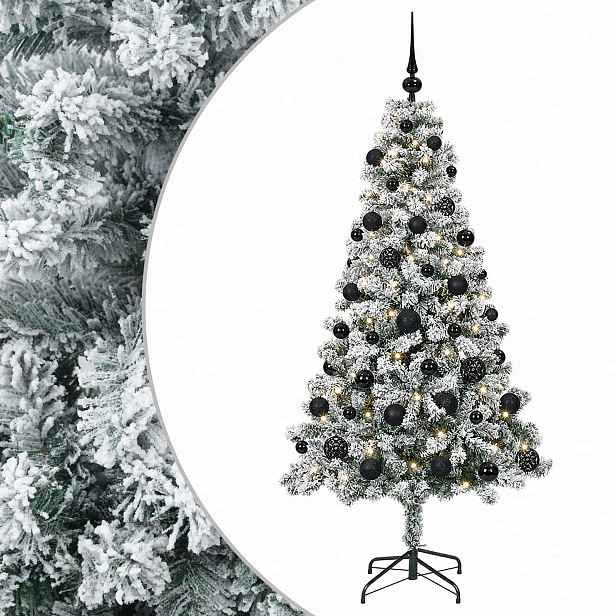vidaXL Umělý vánoční stromek s baňkami 120 cm 150 LED Teplá bílá