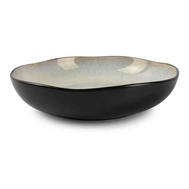 Černý/béžový hluboký  talíř z kameniny ø 22,5 cm Lunar – Salt&Pepper
