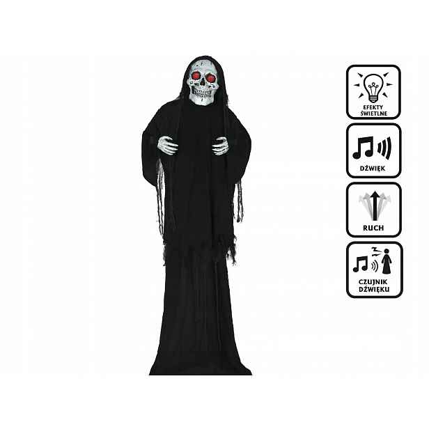 Dekorace Kostra Kostlivec 260 cm Halloween interaktivní