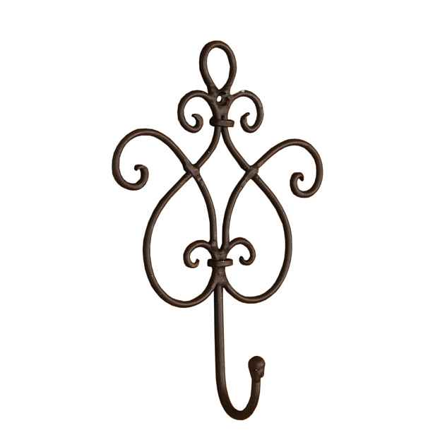 Hnědý nástěnný kovový háček ornament - 15*5*22 cm Clayre & Eef