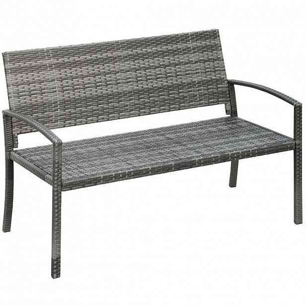 Modfu ZAHRADNÍ lavice z oceli a polyratanu 122x60x85 cm šedá pro 2 osoby s vysokou stabilitou a snadnou montáží