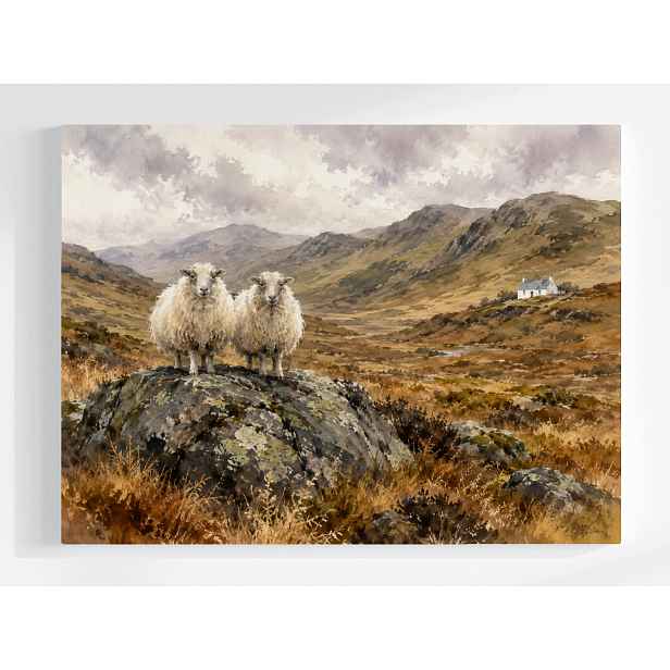 Obraz Na Plátně Plátno Krajina Hory Skotsko Highlands Ovce Mlha 80x60