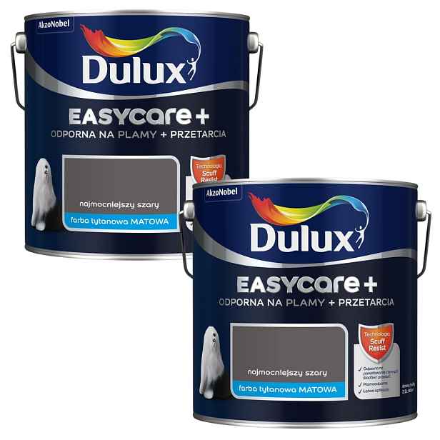 Set Dulux Easycare+ 2x2,5 Barva Nejsilnější Šedá 5L
