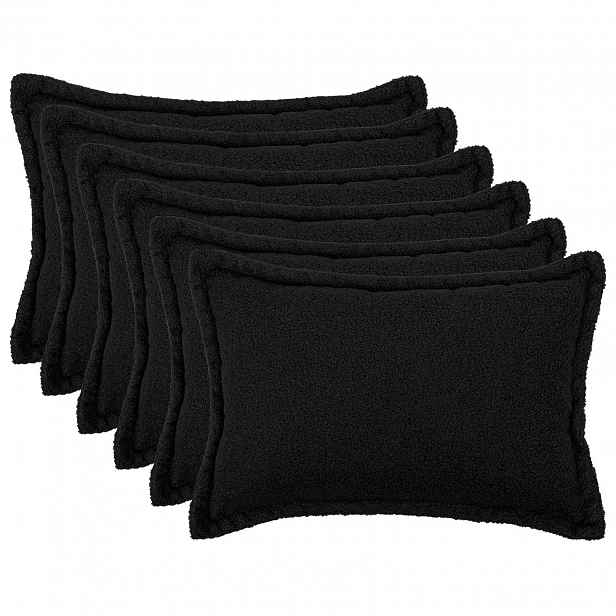 vidaXL Povlak na polštář 6 pcs HOUTEN Černá 50 x 70 cm Bouclé