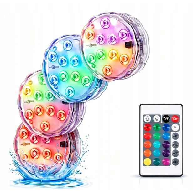 4 Ks Podvodní Bazénové Led Rgb Osvětlení S Dálkovým Ovládáním