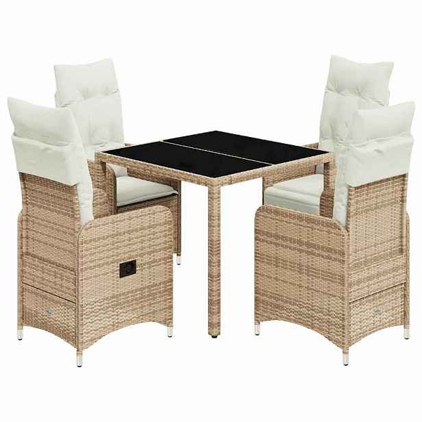 vidaXL 5dílný zahradní bistro set s poduškami béžový polyratan
