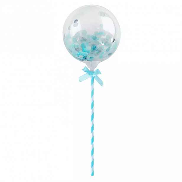 Balón na tyčce konfetti modrý 11cm/12