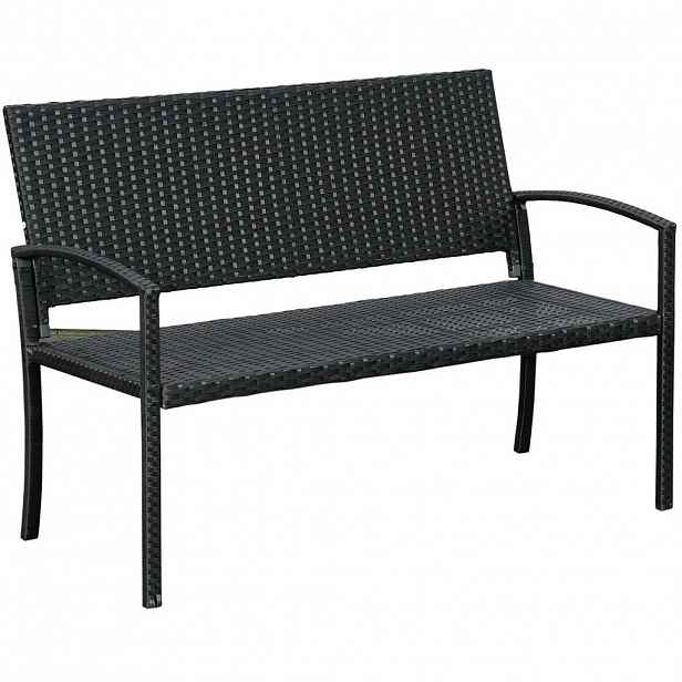 Modfu ZAHRADNÍ lavice z oceli 122x60x87 cm černá z polyratanu pro 2 osoby, odolná vůči UV záření a vlhkosti