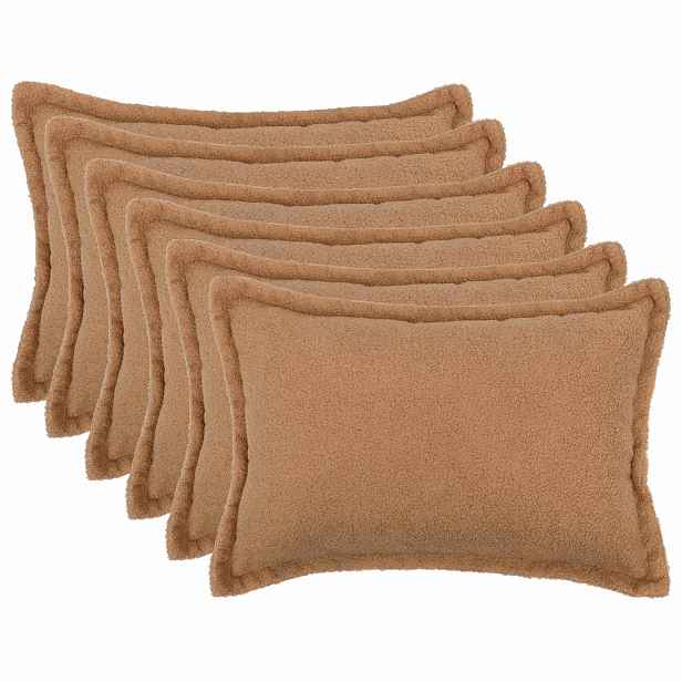 vidaXL Povlak na polštář 6 pcs HOUTEN Béžová 50 x 70 cm Bouclé