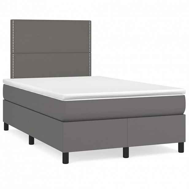 vidaXL Box spring postel s matrací šedá 120x200 cm umělá kůže