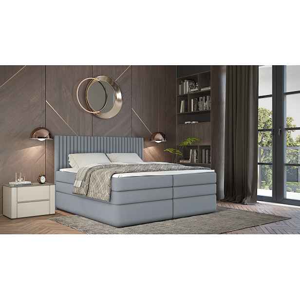 Boxspringová postel 140x200 LUMIRA 2 - světle šedá + topper ZDARMA