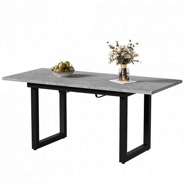 Redom ROZKLÁDACÍ jídelní stůl 140/180/80/75 cm s industriálním stylem, stabilní konstrukcí a nastavitelnými nohami, Šedá/Černá