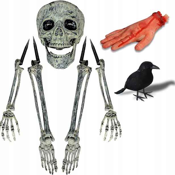Sifoel Sada dekorací na Halloween kostěné kolíky krvavá ruka havran