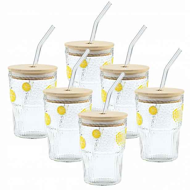 Sklenice S Citronovou Slamkou 420 ml 6 ks sada sada sklenic na nápoje