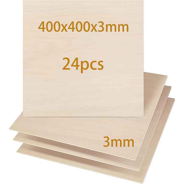TEMU 14/24 ks Lipový překližkový panel 400X400X3Mm, 3Mm desky ideální pro laserové řezání gravírování, pro řemeslné projekty, ozdoby a výrobu modelů,