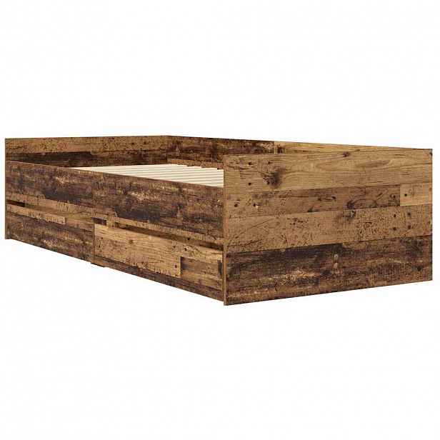 vidaXL Rám postele Staré dřevo 90 x 190 cm Masivní borové dřevo