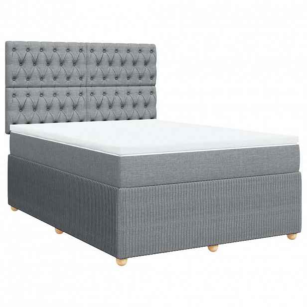 vidaXL Box spring postel s matrací světle šedá 140 x 190 cm textil