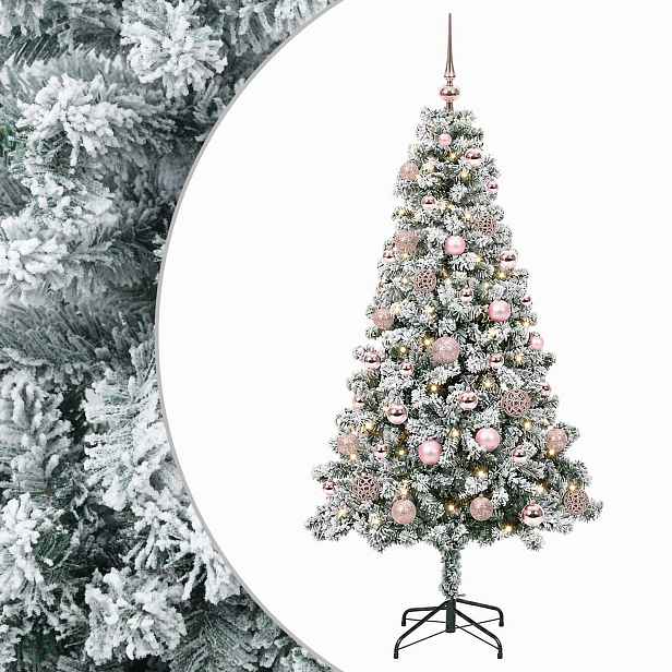 vidaXL Umělý vánoční stromek s baňkami 120 cm 150 LED Teplá bílá