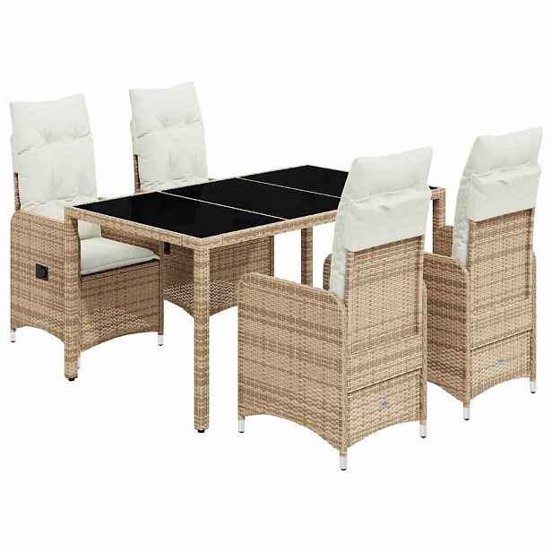 vidaXL 5dílný zahradní bistro set s poduškami béžový polyratan