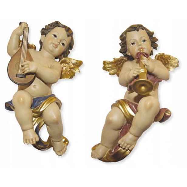 Andělé Putto s nástroji, k zavěšení 33 cm vysoké Velmi Krásné