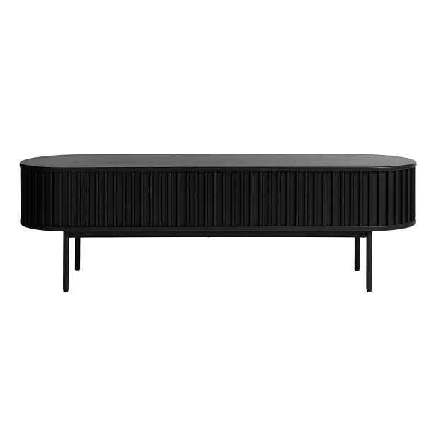 Černý TV stolek v dekoru dubu 48x160 cm Siena – Unique Furniture