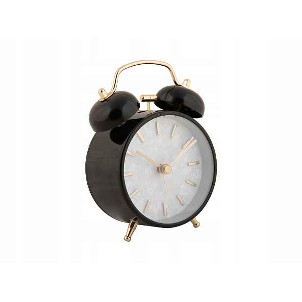 Kovový Budík Černý Retro Ø 8 cm Hodinky Kulatý Stolní Hodiny