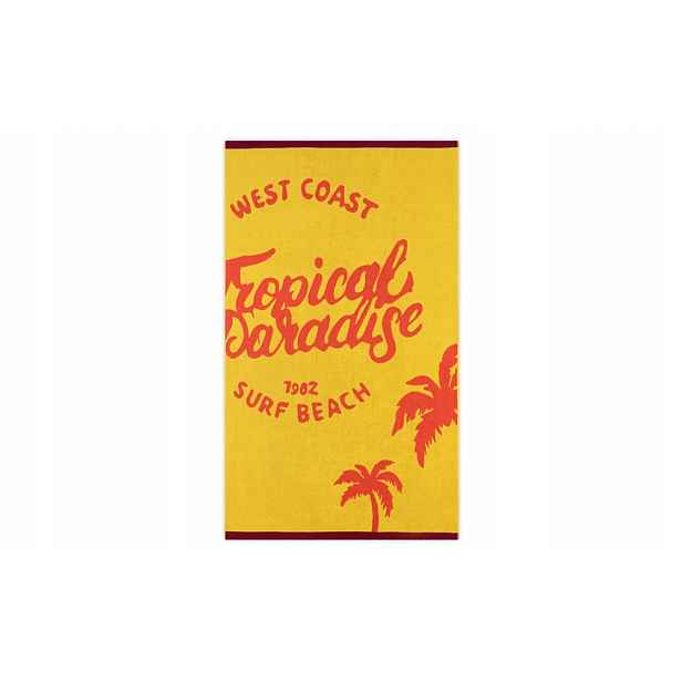 Plážový ručník velký bavlna 100x160 Tropical žluté palmy