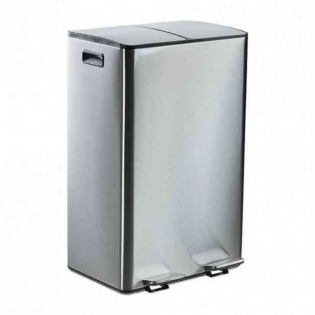 Relaxdays KOŠ Stříbrný 2x30 l nerez Softclose pedál