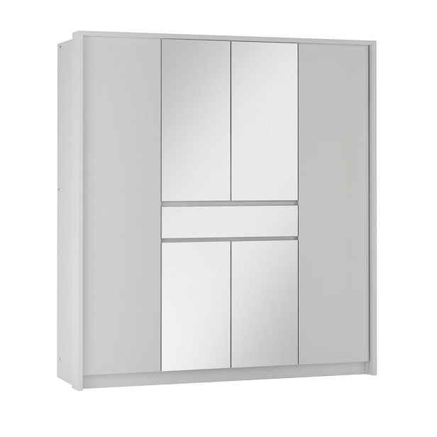 MASSENO ŠATNÍ SKŘÍŇ S POSUVNÝMI DVEŘMI RUMBLE, 200/217/65 cm 3dveřová se zrcadlem, bílá